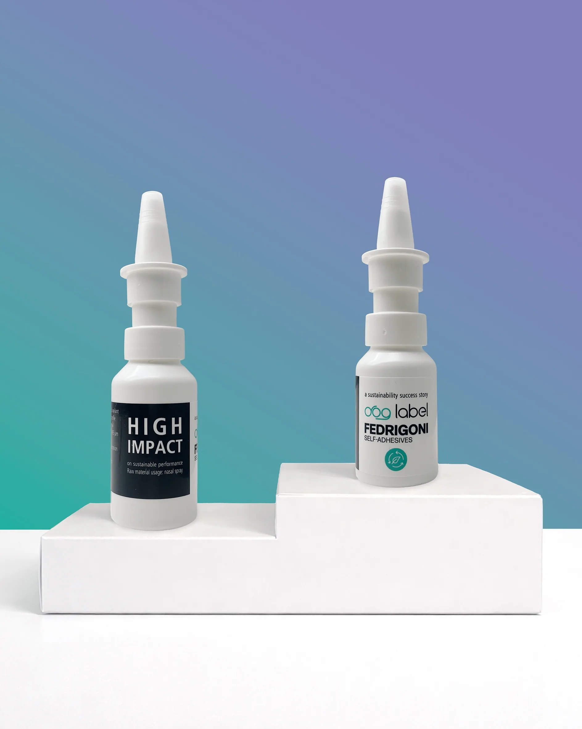 Nasenspray-Etiketten mit PE TCX Gloss White 65 – D.O.G. Label und Fedrigoni