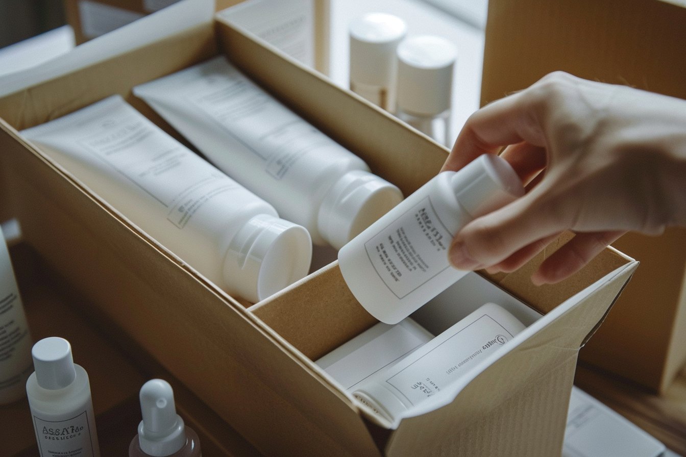 Verpackungsprozess mit etikettierten Produkten